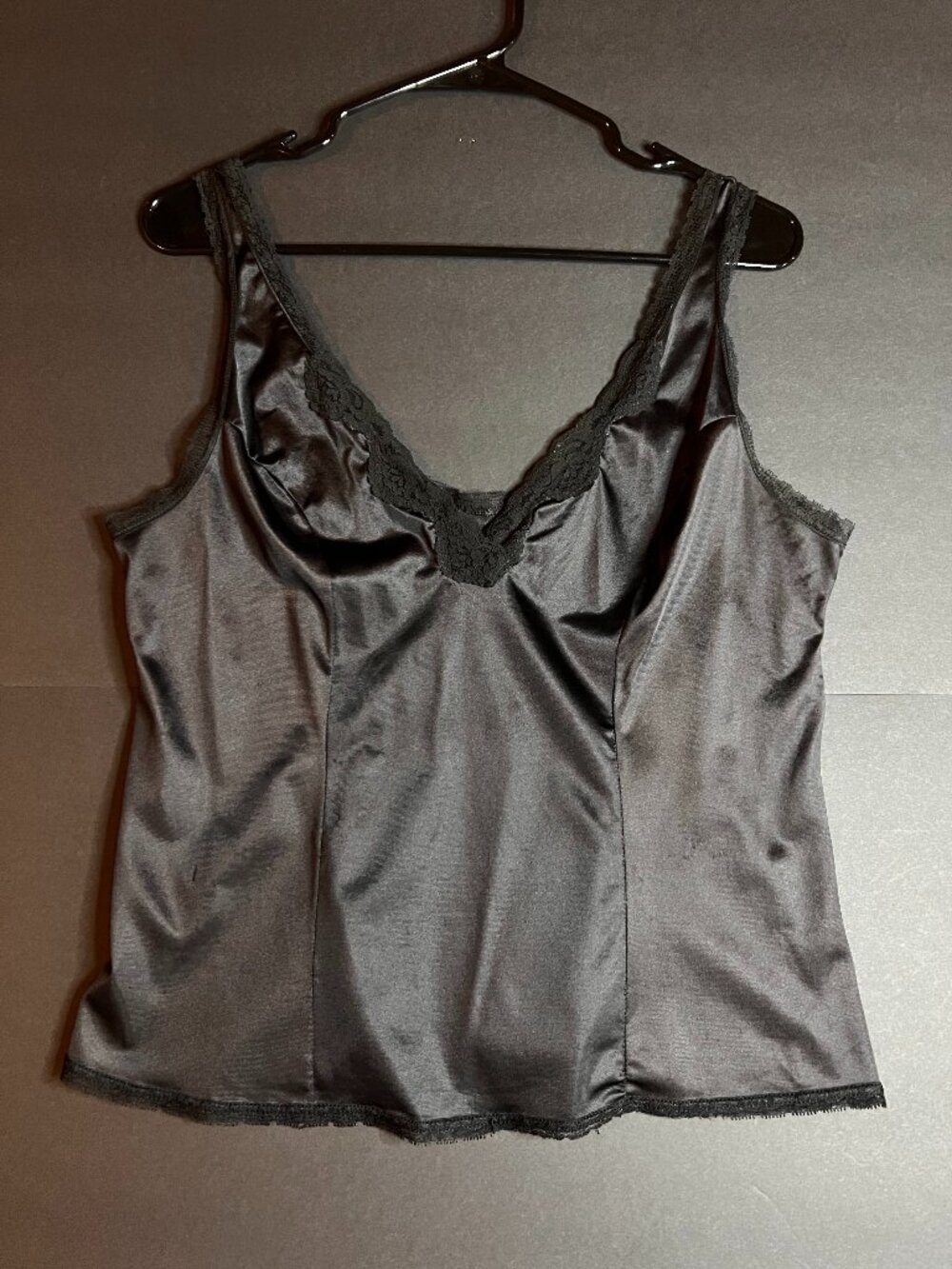 Vintage Impulse Black Lace Trim Antron Nylon Camisole